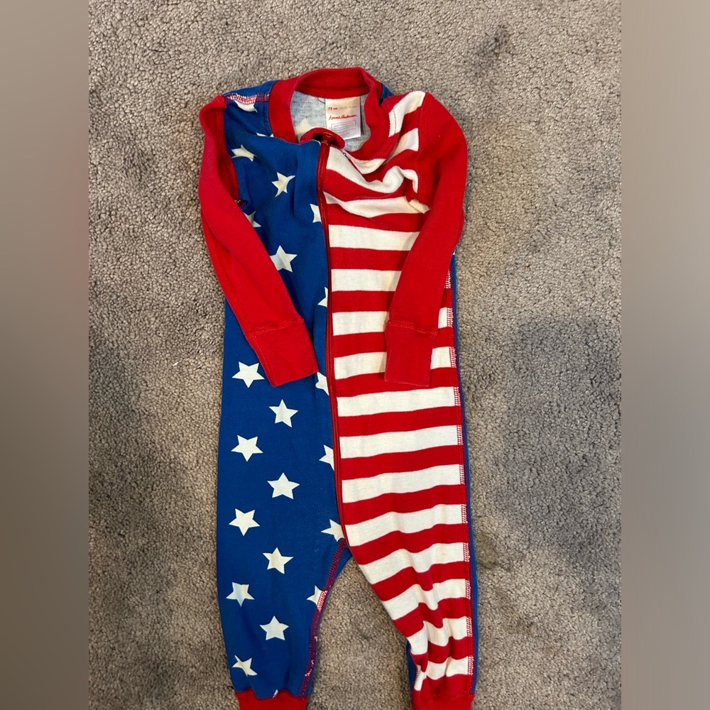 Hanna Anderson Footless flag sleeper zip 12-18 mo
